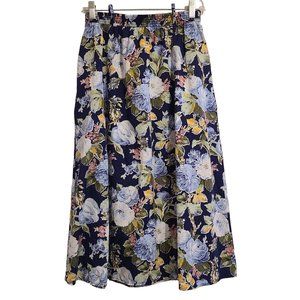 Connections Related Separates Womens Midi Skirt Blue Floral Vintage Medium